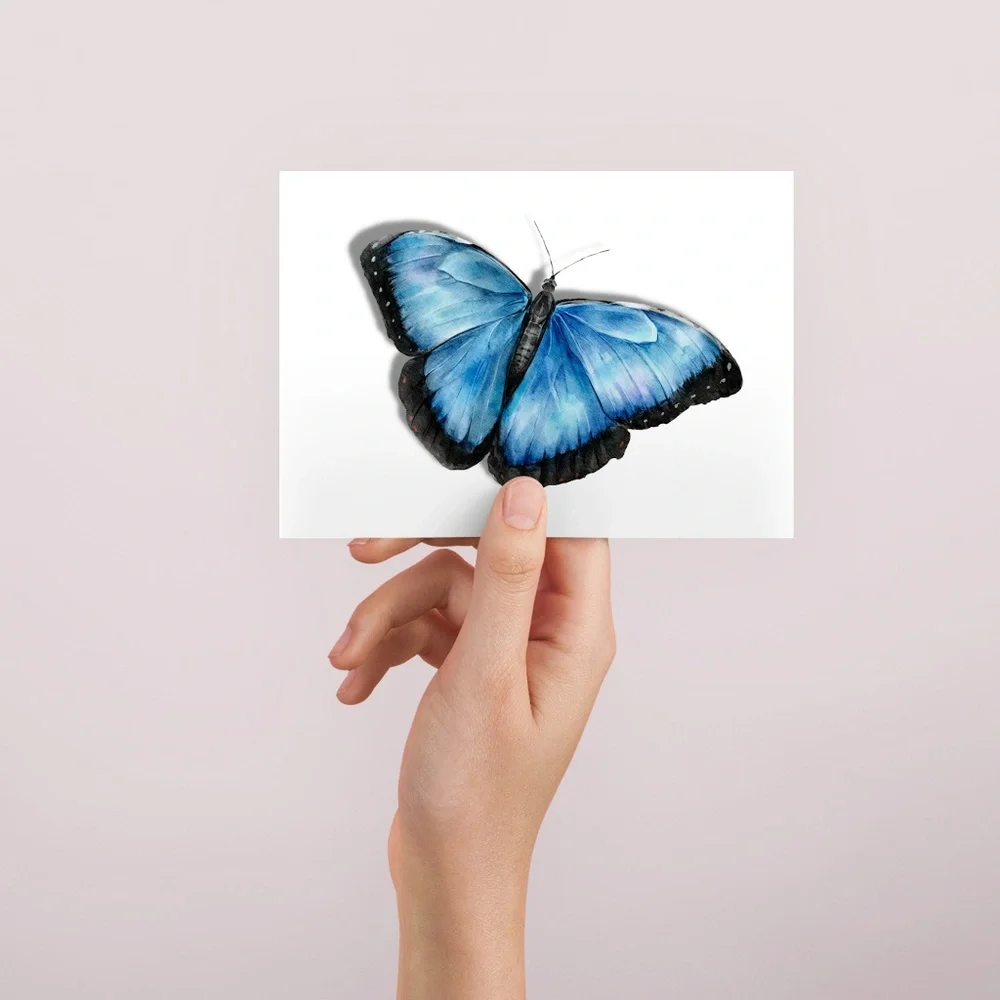 Watercolor Butterfly Wall Art Illustration Print Poster Card Unframed - Picture 4 of 5